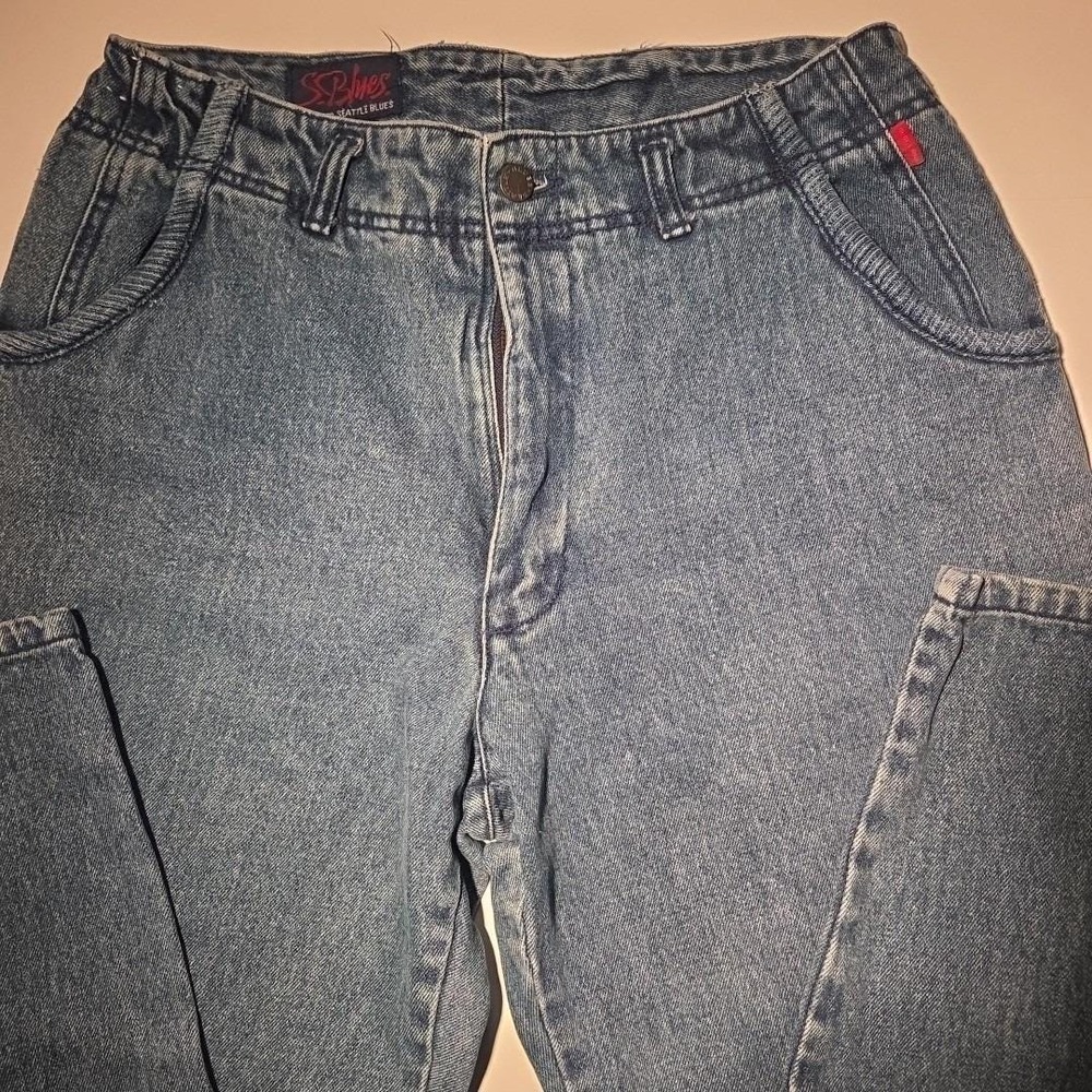 Vintage Seattle Blues 70s 80s High Rise Mom Jeans Size 16 Women 100%Cotton Denim